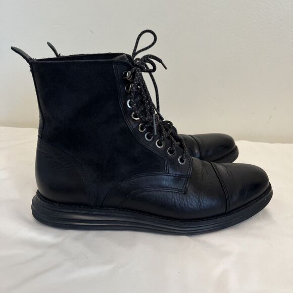 COLE HAAN Mens Leather Lunargrand Lace Waterproof Ankle Boots, Black- Size 7.5 main image 4